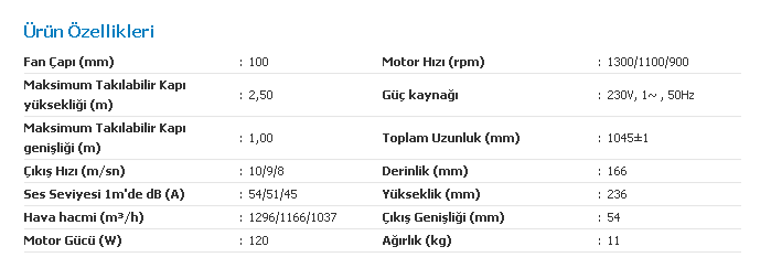 olefini hava perdesi özellikler